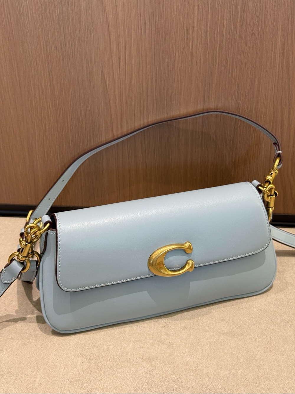 Coach Shoulder Bag in Light Blue with Gold Hardware